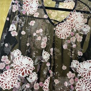 INC International Concepts Floral Mesh Top